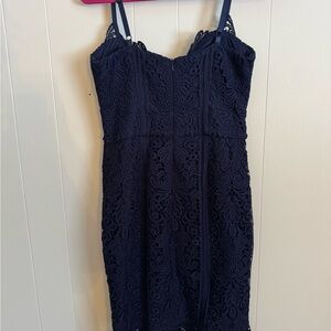 Guess Navy Lace Midi Dress